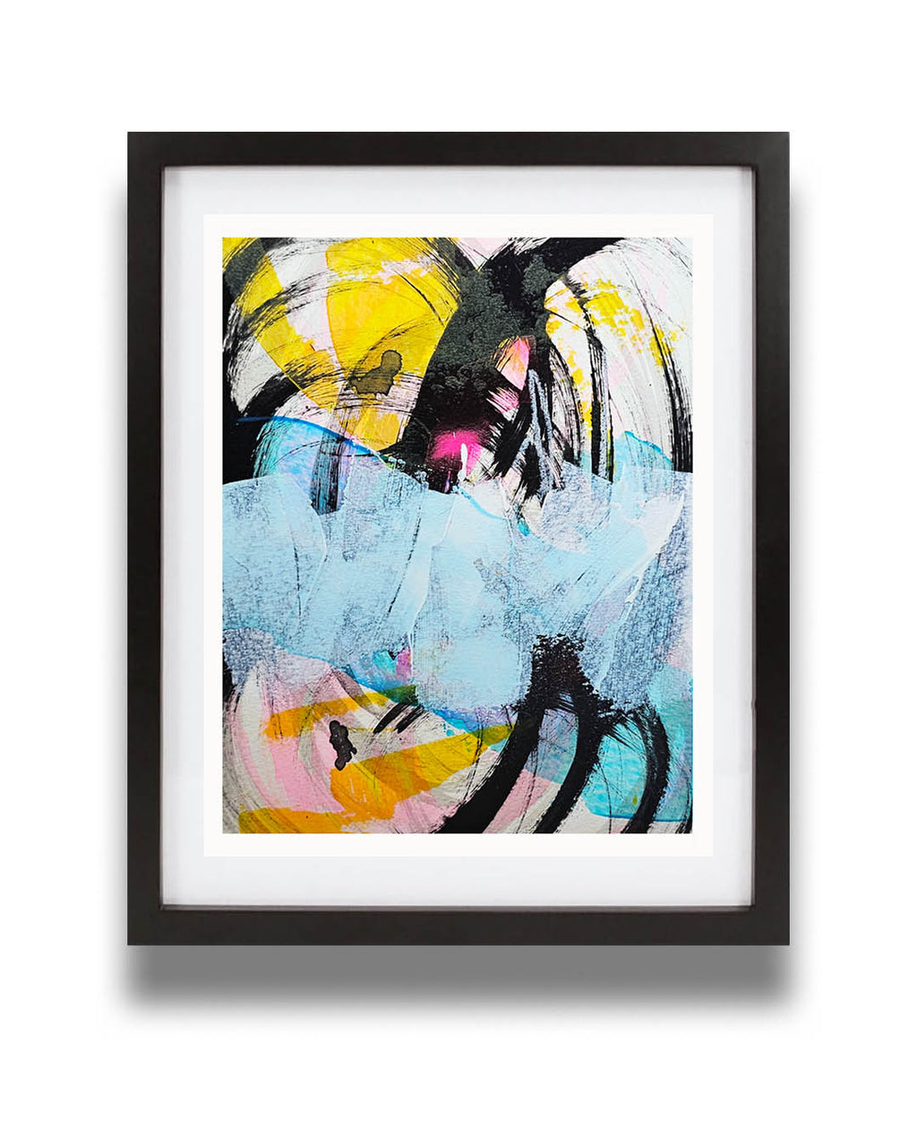 A bright, multicolored abstract painting by Canadian artist Christopher Reilly.