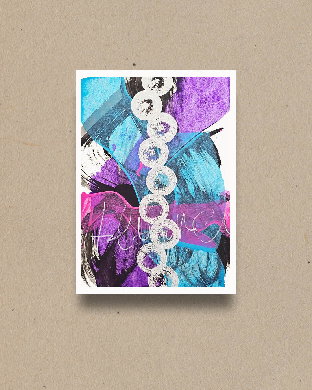 A bright, multicolored abstract painting by Canadian artist Christopher Reilly.