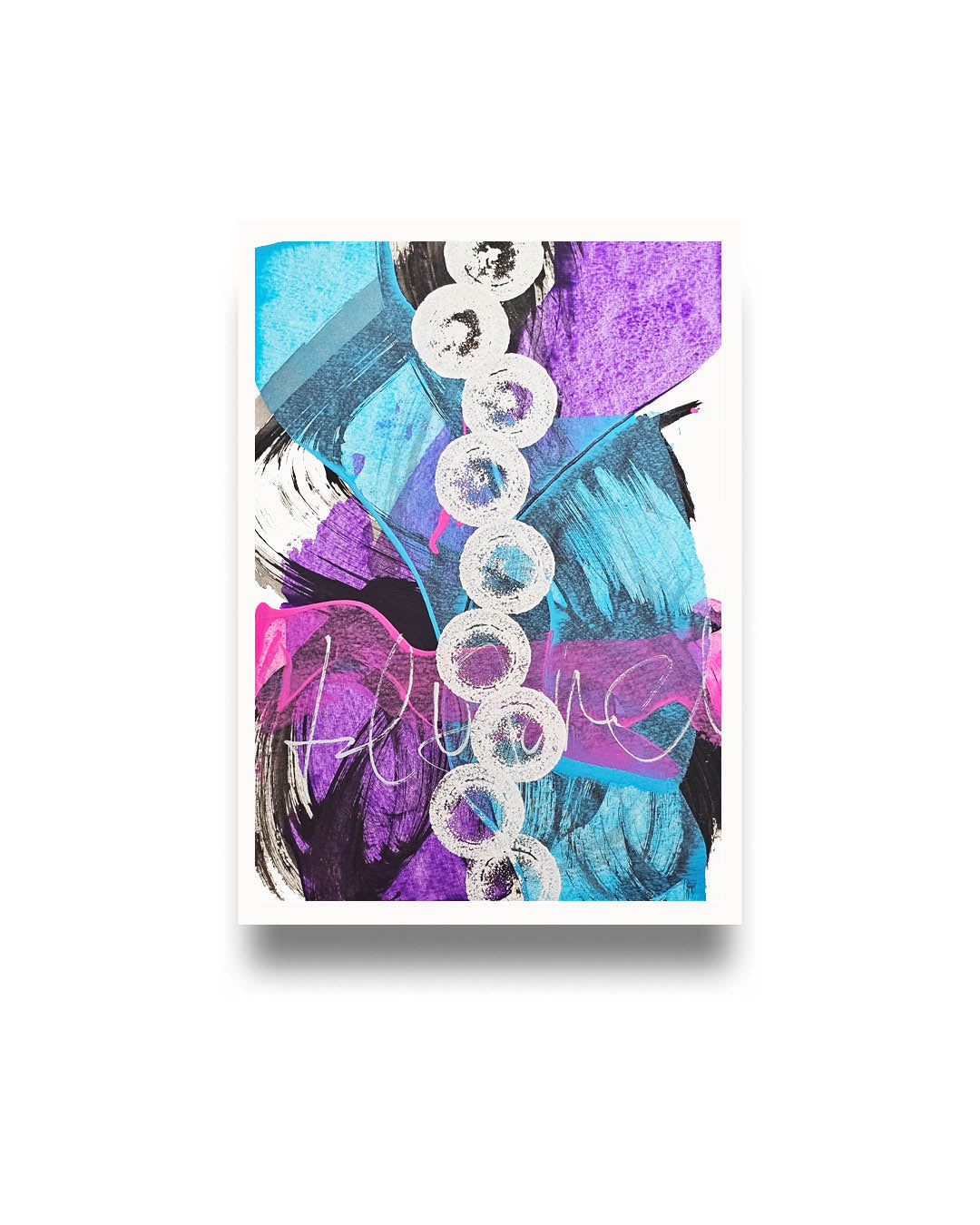 A bright, multicolored abstract painting by Canadian artist Christopher Reilly.