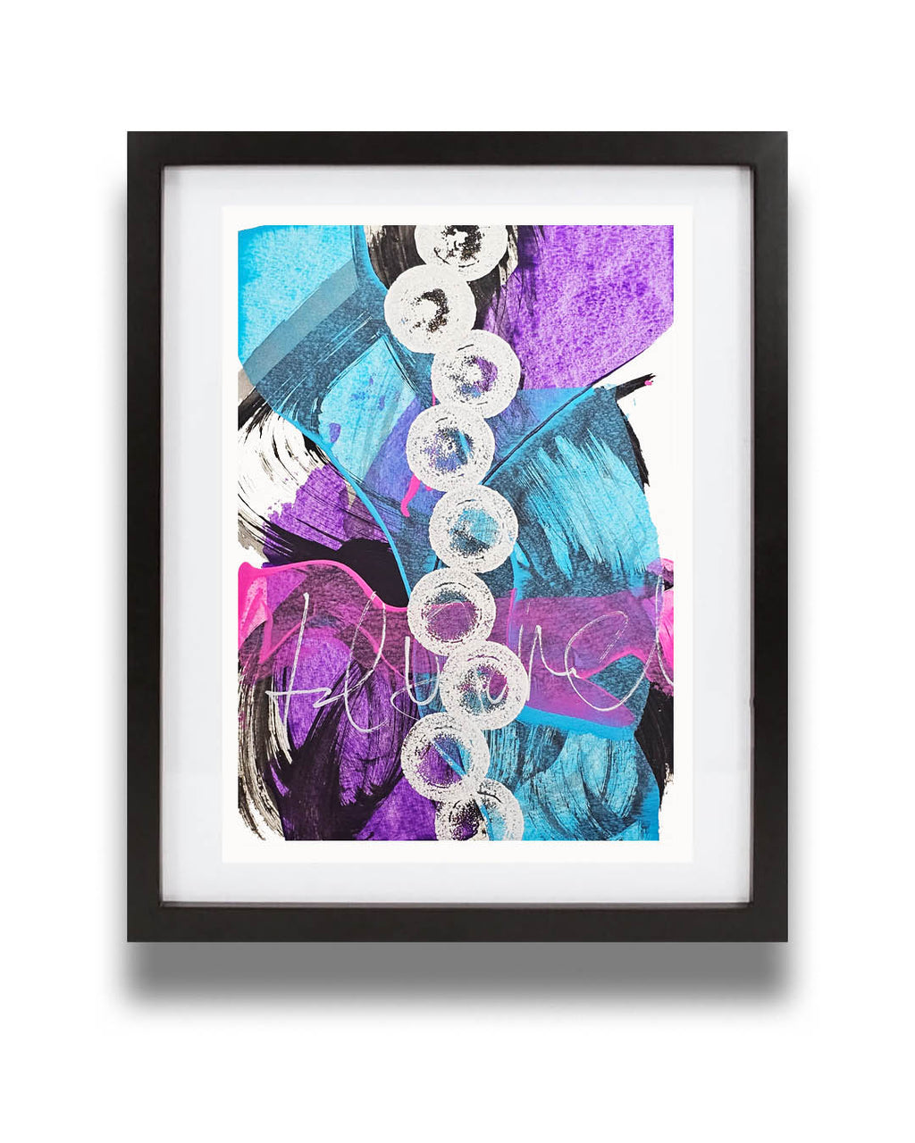 A bright, multicolored abstract painting by Canadian artist Christopher Reilly.