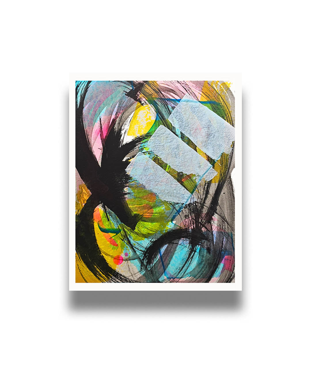 A multicolored abstract painting by Canadian artist Christopher Reilly