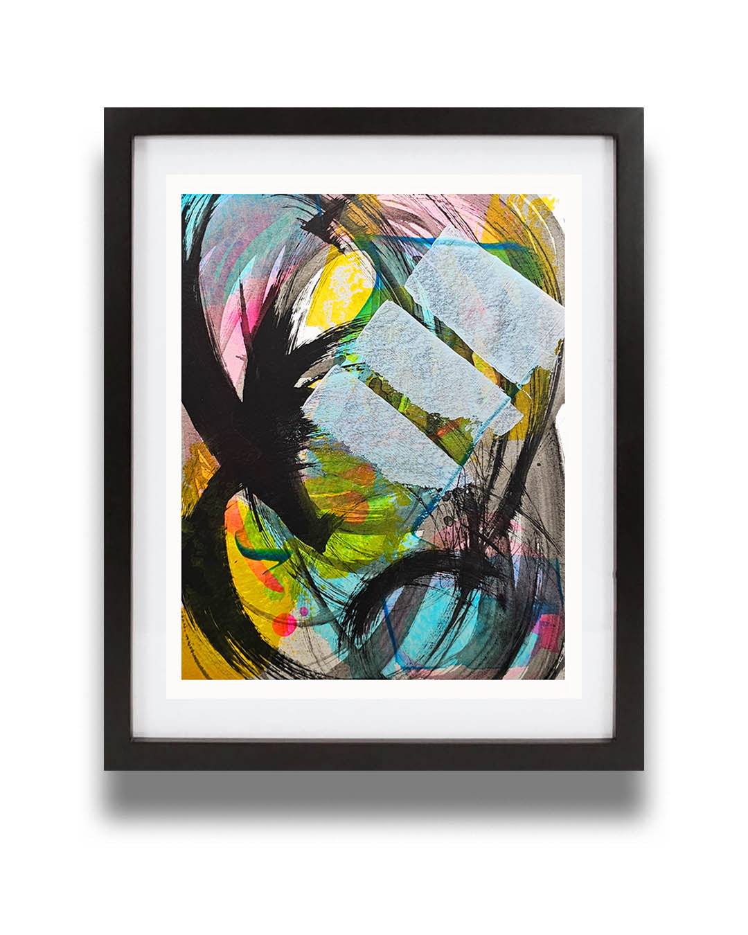 A multicolored abstract painting by Canadian artist Christopher Reilly