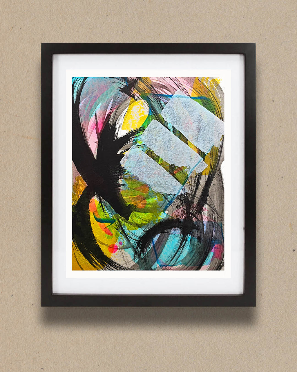 A multicolored abstract painting by Canadian artist Christopher Reilly